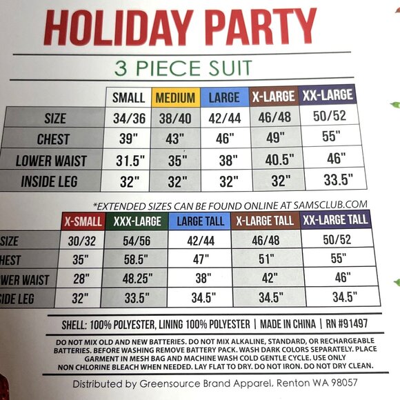 Holiday Party 3 Piece Suit XX-Large With Flashing LED Lights & Bow Tie - Picture 3 of 3